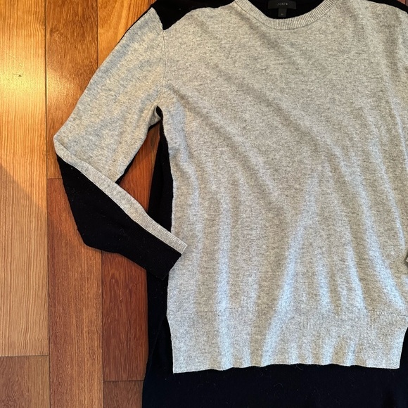 J. Crew | Women’s black and grey color block wool crewneck sweater size med - Picture 2 of 5